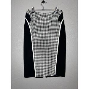 Lafayette 148 Black White Textured Paneled Pencil Skirt Size 0 Career Workwear